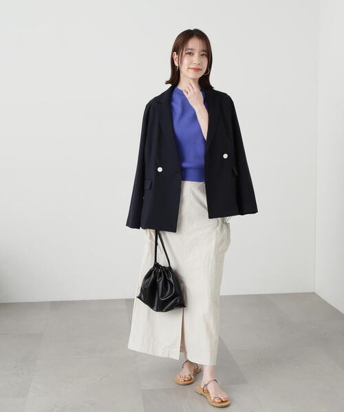 N.（N. Natural Beauty Basic）（エヌエヌナチュラルビューティーベーシック）の「【S Size Line】◆マットウースストレッチコンパクトジャケット（テーラードジャケット・レディース・ネイビー/ベージュ・SMALL/MEDIUM）」の6枚目の写真