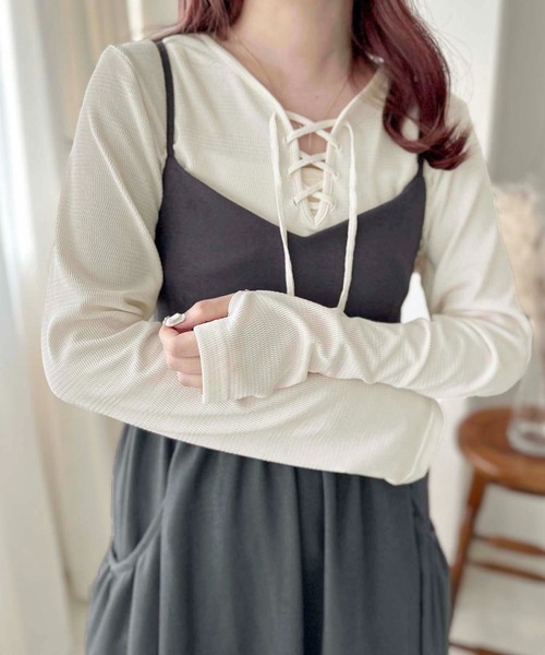 apres jour clair(アプレジュールクレア)の「【apres jour clair】2WAYレースアップトップス【ZOZOTOWN限定アイテム】(Tシャツ/カットソー・レディース・ピンク/ブラック/アイボリー・X-LARGE/フリー)」の19枚目の写真