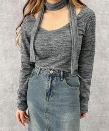 dispark | WEGO/【24年春夏新作】チョーカー付きスラブニットプルオーバー(ニット/セーター)