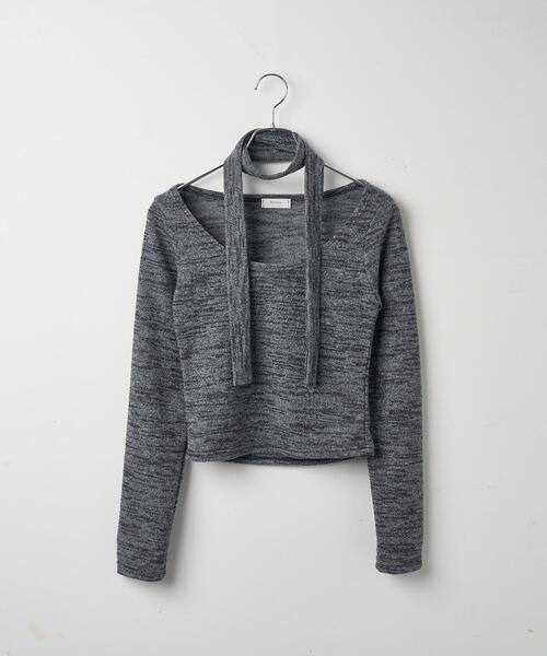 dispark（ディスパーク）の「DISPARK/チョーカー付きスラブニットプルオーバー（ニット/セーター・レディース・グレー・FREE）」の11枚目の写真