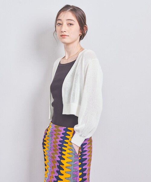 美品♡UNITED ARROWS ボタンレス クロップド カーディガン ネイビー UNITED ARROWS LTD. OUTLET｜ボタンレス クロップド
