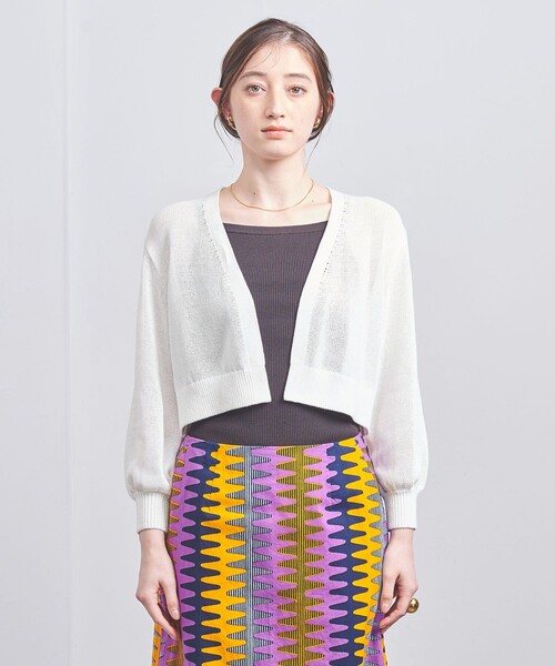 UNITED ARROWS（ユナイテッドアローズ）の「ボタンレス クロップド カーディガン（カーディガン/ボレロ・レディース・ベージュ/ネイビー/ホワイト・FREE）」の10枚目の写真