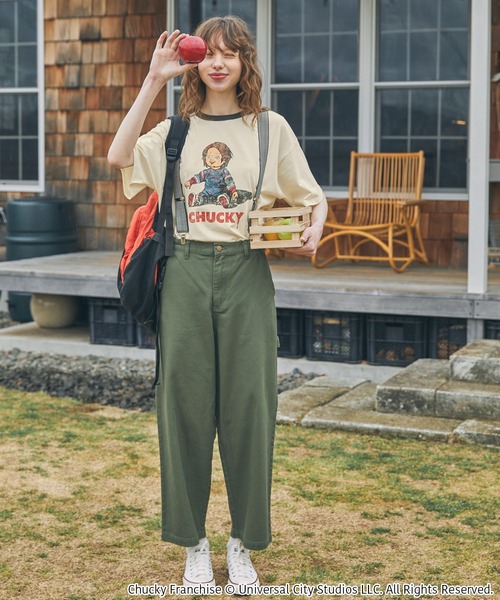 MONO-MART LADY'S(モノマートレディース)の「【CHUCKY】別注 チャッキー ヴィンテージ加工 グラフィックプリント半袖Tシャツ(Tシャツ/カットソー・レディース・ネイビー系2/チャコールグレー/グレー系2/ブラック/アイボリー/ワイン/ネイビー/アイボリー系1/ネイビー系1/グレー系1/ネイビー系3・FREE)」の22枚目の写真