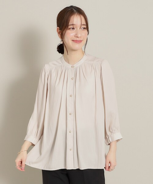 ITS'DEMO（イッツデモ）の「◆【通勤／体型カバー】サテン前開きブラウス（シャツ/ブラウス・レディース・アイボリー/グリーン系/ピンク/ライトブルー・00）」の5枚目の写真