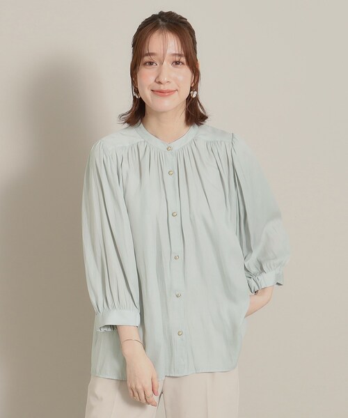 ITS'DEMO（イッツデモ）の「◆【通勤／体型カバー】サテン前開きブラウス（シャツ/ブラウス・レディース・アイボリー/グリーン系/ピンク/ライトブルー・00）」の9枚目の写真