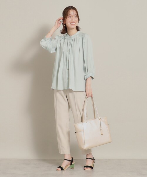 ITS'DEMO（イッツデモ）の「◆【通勤／体型カバー】サテン前開きブラウス（シャツ/ブラウス・レディース・アイボリー/グリーン系/ピンク/ライトブルー・00）」の10枚目の写真