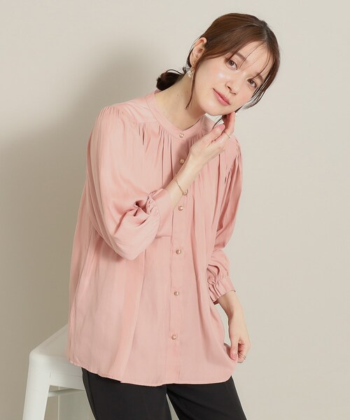 ITS'DEMO（イッツデモ）の「◆【通勤／体型カバー】サテン前開きブラウス（シャツ/ブラウス・レディース・アイボリー/グリーン系/ピンク/ライトブルー・00）」の13枚目の写真