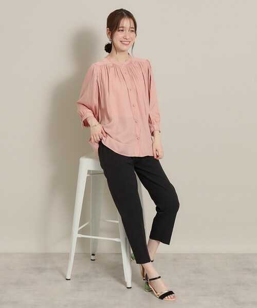 ITS'DEMO（イッツデモ）の「◆【通勤／体型カバー】サテン前開きブラウス（シャツ/ブラウス・レディース・アイボリー/グリーン系/ピンク/ライトブルー・00）」の14枚目の写真