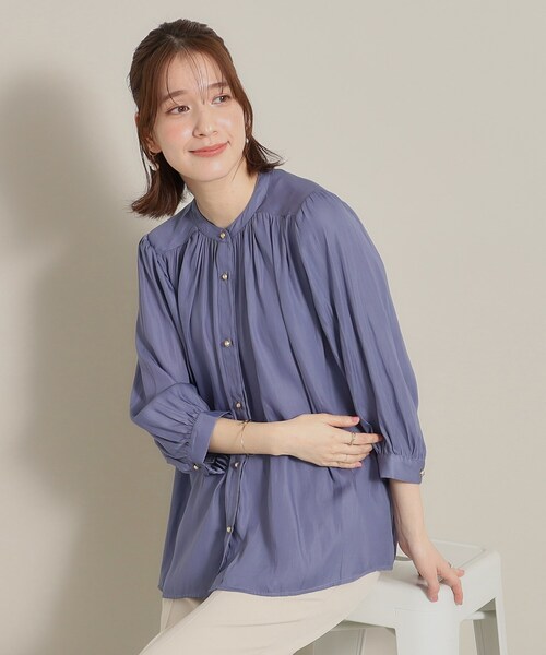 ITS'DEMO（イッツデモ）の「◆【通勤／体型カバー】サテン前開きブラウス（シャツ/ブラウス・レディース・アイボリー/グリーン系/ピンク/ライトブルー・00）」の17枚目の写真