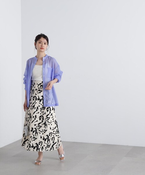 N.（N. Natural Beauty Basic）（エヌエヌナチュラルビューティーベーシック）の「◆プリントＡラインスカート《S Size Line》（スカート・レディース・ブラック系その他・MEDIUM/SMALL）」の10枚目の写真