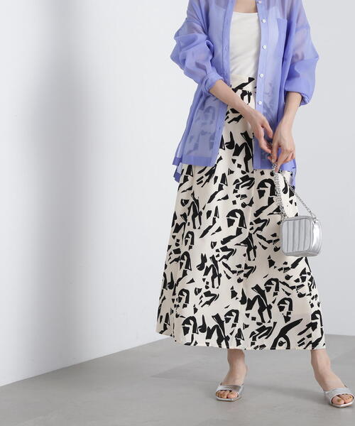 N.（N. Natural Beauty Basic）（エヌエヌナチュラルビューティーベーシック）の「◆プリントＡラインスカート《S Size Line》（スカート・レディース・ブラック系その他・MEDIUM/SMALL）」の8枚目の写真