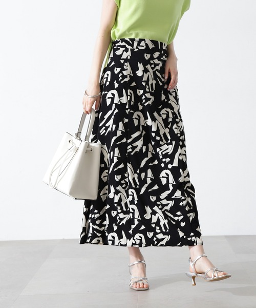N.（N. Natural Beauty Basic）（エヌエヌナチュラルビューティーベーシック）の「◆プリントＡラインスカート《S Size Line》（スカート・レディース・ブラック系その他・MEDIUM/SMALL）」の7枚目の写真