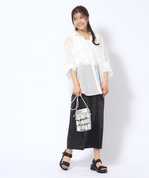 Cutie Blonde（キューティーブロンド）の「◆BIGポケットシアー楊柳シャツ（シャツ/ブラウス・レディース・ライトベージュ/ホワイト系/ブラック・00）」の7枚目の写真