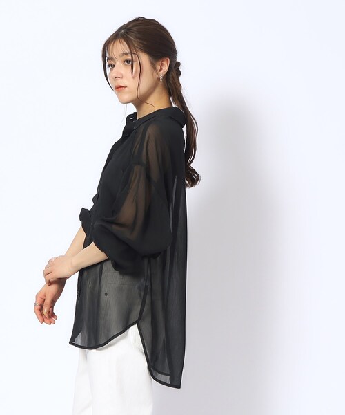 Cutie Blonde（キューティーブロンド）の「◆BIGポケットシアー楊柳シャツ（シャツ/ブラウス・レディース・ライトベージュ/ホワイト系/ブラック・00）」の10枚目の写真