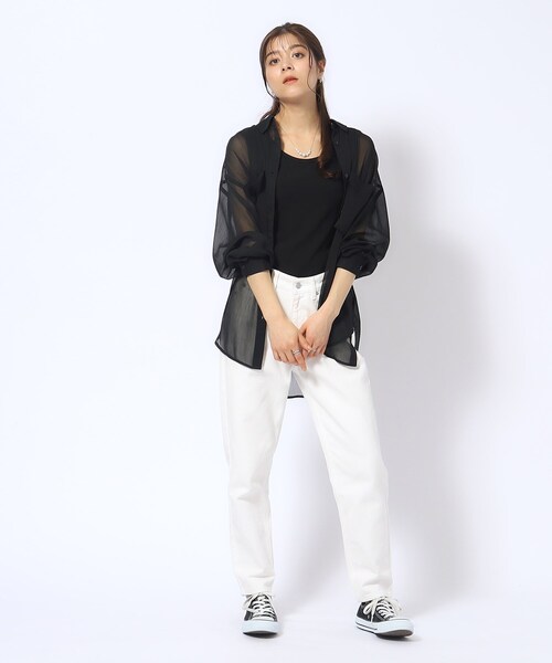 Cutie Blonde（キューティーブロンド）の「◆BIGポケットシアー楊柳シャツ（シャツ/ブラウス・レディース・ライトベージュ/ホワイト系/ブラック・00）」の11枚目の写真