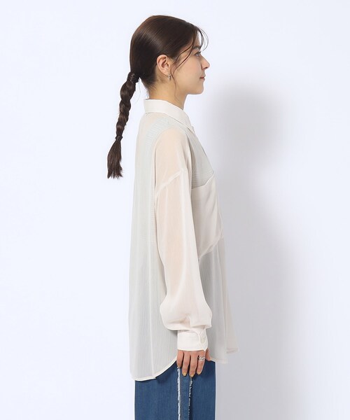 Cutie Blonde（キューティーブロンド）の「◆BIGポケットシアー楊柳シャツ（シャツ/ブラウス・レディース・ライトベージュ/ホワイト系/ブラック・00）」の18枚目の写真