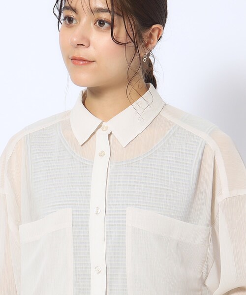 Cutie Blonde（キューティーブロンド）の「◆BIGポケットシアー楊柳シャツ（シャツ/ブラウス・レディース・ライトベージュ/ホワイト系/ブラック・00）」の20枚目の写真