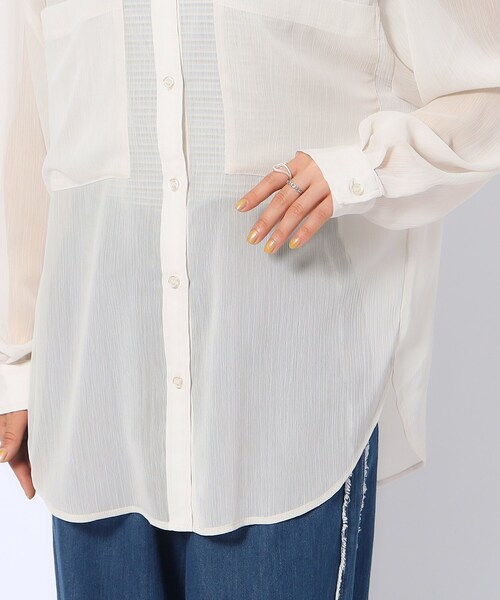 Cutie Blonde（キューティーブロンド）の「◆BIGポケットシアー楊柳シャツ（シャツ/ブラウス・レディース・ライトベージュ/ホワイト系/ブラック・00）」の21枚目の写真