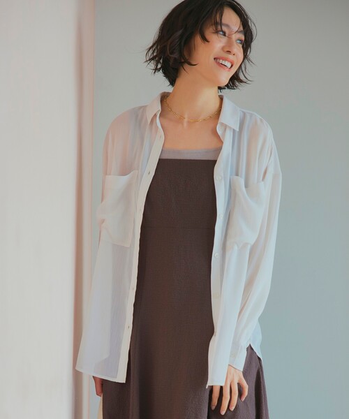 Cutie Blonde（キューティーブロンド）の「◆BIGポケットシアー楊柳シャツ（シャツ/ブラウス・レディース・ライトベージュ/ホワイト系/ブラック・00）」の22枚目の写真