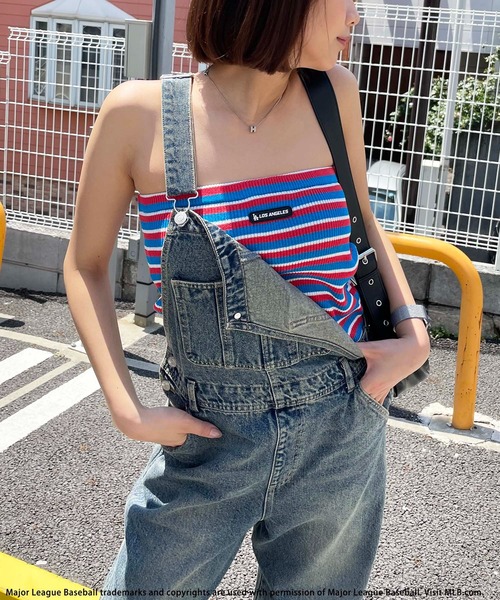 BACK TO THE FIELD（バック トゥー ザ フィールド）の「【MLB】パット付きマルチボーダーベアトップ（チューブトップ・レディース・ネイビー系/グリーン系/ブルー系・FREE）」の7枚目の写真