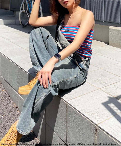 BACK TO THE FIELD（バック トゥー ザ フィールド）の「【MLB】パット付きマルチボーダーベアトップ（チューブトップ・レディース・ネイビー系/グリーン系/ブルー系・FREE）」の8枚目の写真