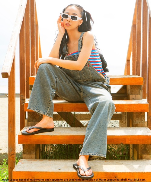 BACK TO THE FIELD（バック トゥー ザ フィールド）の「【MLB】パット付きマルチボーダーベアトップ（チューブトップ・レディース・ネイビー系/グリーン系/ブルー系・FREE）」の4枚目の写真