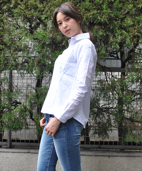 MILKFED.（ミルクフェド）の「OX 2WAY SHIRT（シャツ/ブラウス・レディース・ホワイト/ブルー・MEDIUM/SMALL）」の4枚目の写真