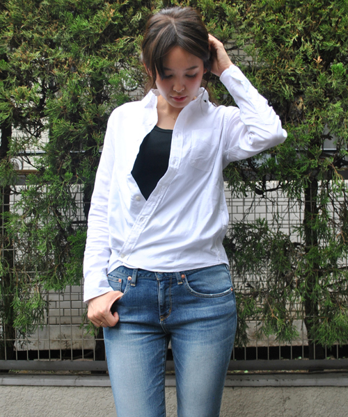 MILKFED.（ミルクフェド）の「OX 2WAY SHIRT（シャツ/ブラウス・レディース・ホワイト/ブルー・MEDIUM/SMALL）」の3枚目の写真