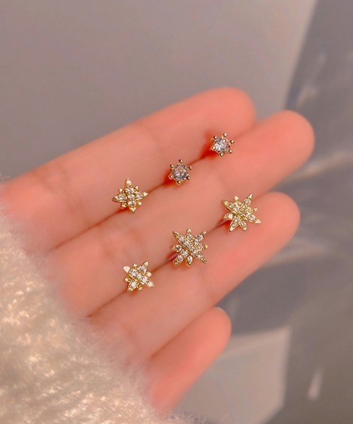 Miniministore(ミニミニストア)の「6個セットスタッドピアス スターバースト(ピアス(両耳用)・レディース・ゴールド・FREE)」の1枚目の写真