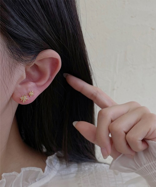 Miniministore(ミニミニストア)の「6個セットスタッドピアス スターバースト(ピアス(両耳用)・レディース・ゴールド・FREE)」の3枚目の写真