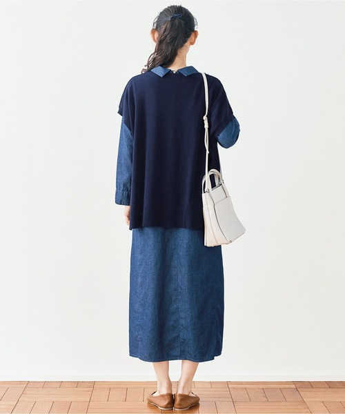 and myera（アンド マイラ）の「ａｎｄ　ｍｙｅｒａ　大きなニットベストカーディガン（ベスト・レディース・ネイビー/アイボリー・LARGE/MEDIUM/X-LARGE/SMALL）」の14枚目の写真