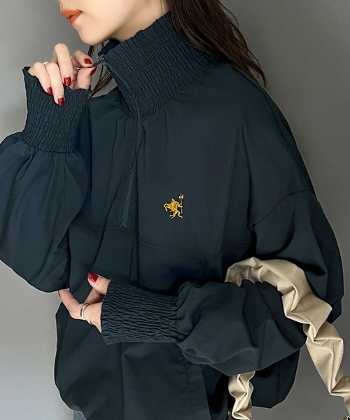 classicalelf（クラシカルエルフ）の「大人の進化系トップス。胸刺繍シャーリングネックハーフジッププルオーバー（ブルゾン・レディース・ネイビー/ベージュ/ブラック/ベージュ系・X-LARGE/SMALL/MEDIUM/LARGE）」の12枚目の写真