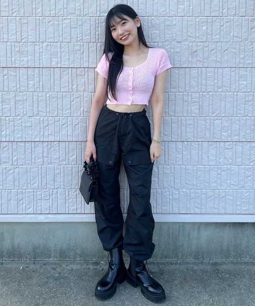 ROOPTOKYO(ループトウキョウ)の「▲Nylon Cargo Pants / ナイロンカーゴパンツ(カーゴパンツ・レディース・ブラック/ピンク・S/M)」の10枚目の写真