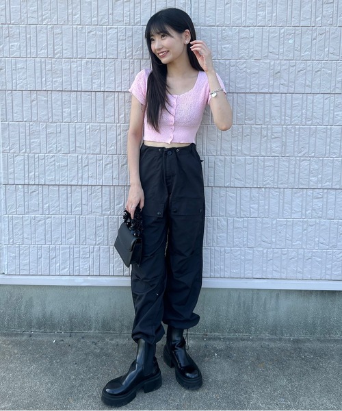 ROOPTOKYO(ループトウキョウ)の「▲Nylon Cargo Pants / ナイロンカーゴパンツ(カーゴパンツ・レディース・ブラック/ピンク・S/M)」の11枚目の写真