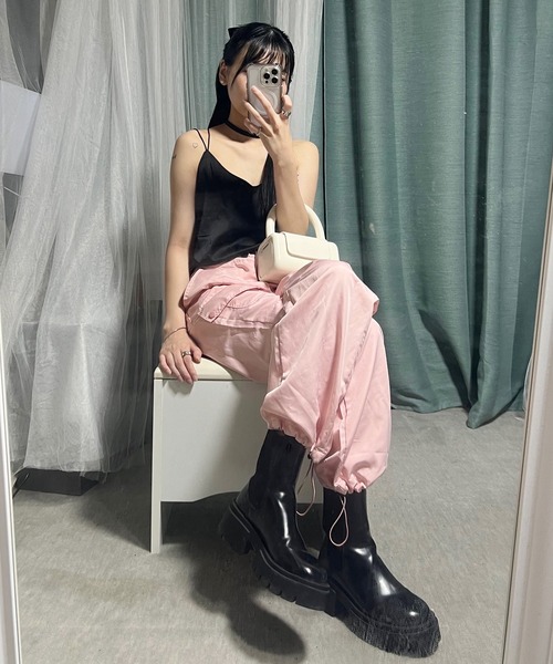 ROOPTOKYO(ループトウキョウ)の「▲Nylon Cargo Pants / ナイロンカーゴパンツ(カーゴパンツ・レディース・ブラック/ピンク・S/M)」の16枚目の写真