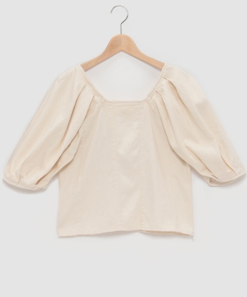 petit main LIEN（プティマインリアン）の「【LADIES】バルーン袖デニムチュニック（チュニック・レディース・ブラック/オフホワイト/ブルー・FREE）」の2枚目の写真