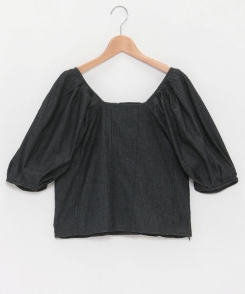 petit main LIEN（プティマインリアン）の「【LADIES】バルーン袖デニムチュニック（チュニック・レディース・ブラック/オフホワイト/ブルー・FREE）」の3枚目の写真