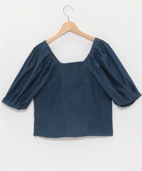 petit main LIEN（プティマインリアン）の「【LADIES】バルーン袖デニムチュニック（チュニック・レディース・ブラック/オフホワイト/ブルー・FREE）」の4枚目の写真