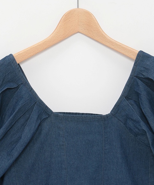 petit main LIEN（プティマインリアン）の「【LADIES】バルーン袖デニムチュニック（チュニック・レディース・ブラック/オフホワイト/ブルー・FREE）」の5枚目の写真