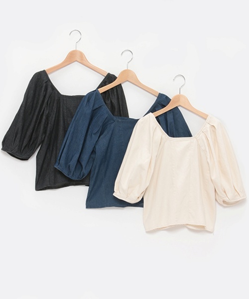 petit main LIEN（プティマインリアン）の「【LADIES】バルーン袖デニムチュニック（チュニック・レディース・ブラック/オフホワイト/ブルー・FREE）」の11枚目の写真