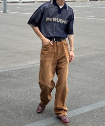 Perushu | リブ配色ロゴメッシュポロ(ポロシャツ)