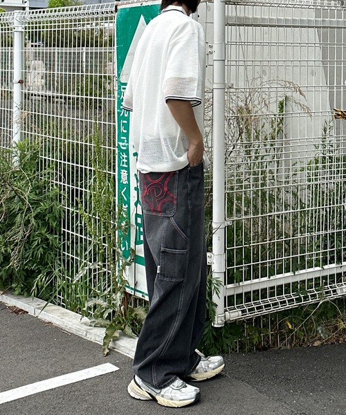 Perushu（ペルーシュ）の「リブ配色ロゴメッシュポロ（ポロシャツ・メンズ・ネイビー/グレイッシュベージュ/オフホワイト・MEDIUM/LARGE）」の15枚目の写真