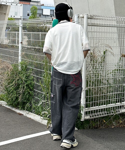 Perushu（ペルーシュ）の「リブ配色ロゴメッシュポロ（ポロシャツ・メンズ・ネイビー/グレイッシュベージュ/オフホワイト・MEDIUM/LARGE）」の16枚目の写真