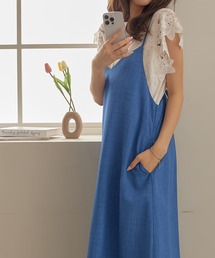 麻調バックリボンキャミワンピ（ショート丈）