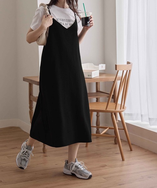 麻調バックリボンキャミワンピ（ショート丈）（ワンピース