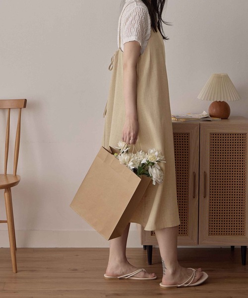 希少色 MYLAN バックリボン ワンピース 麻100% 希少色 MYLAN バックリボン ワンピース 麻100% MYLAN バックリボン