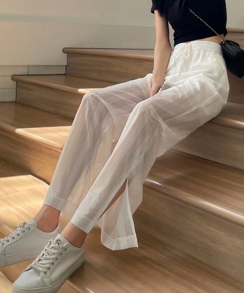 Achic(アシック)の「ストライプ シースルー ロングパンツ(その他パンツ・レディース・ホワイト/ブラック/ネイビー・M)」の20枚目の写真