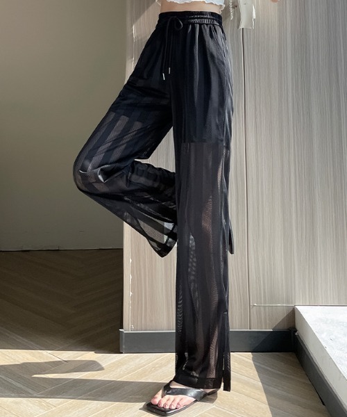 Achic(アシック)の「ストライプ シースルー ロングパンツ(その他パンツ・レディース・ホワイト/ブラック/ネイビー・M)」の10枚目の写真