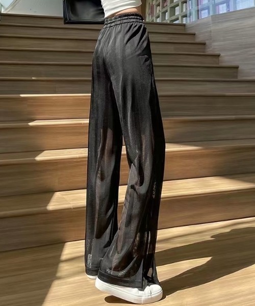 Achic(アシック)の「ストライプ シースルー ロングパンツ(その他パンツ・レディース・ホワイト/ブラック/ネイビー・M)」の4枚目の写真