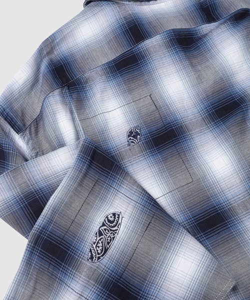 BOW WOW(バウワウ)の「RAYON CHECK SHIRTS REPAIRED(シャツ/ブラウス・メンズ・ホワイト×ブルー・L/XL)」の5枚目の写真